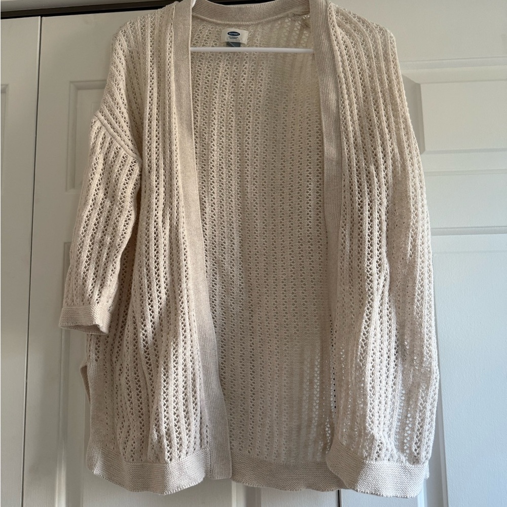 Old Navy Cream Open-Knit Cardigan